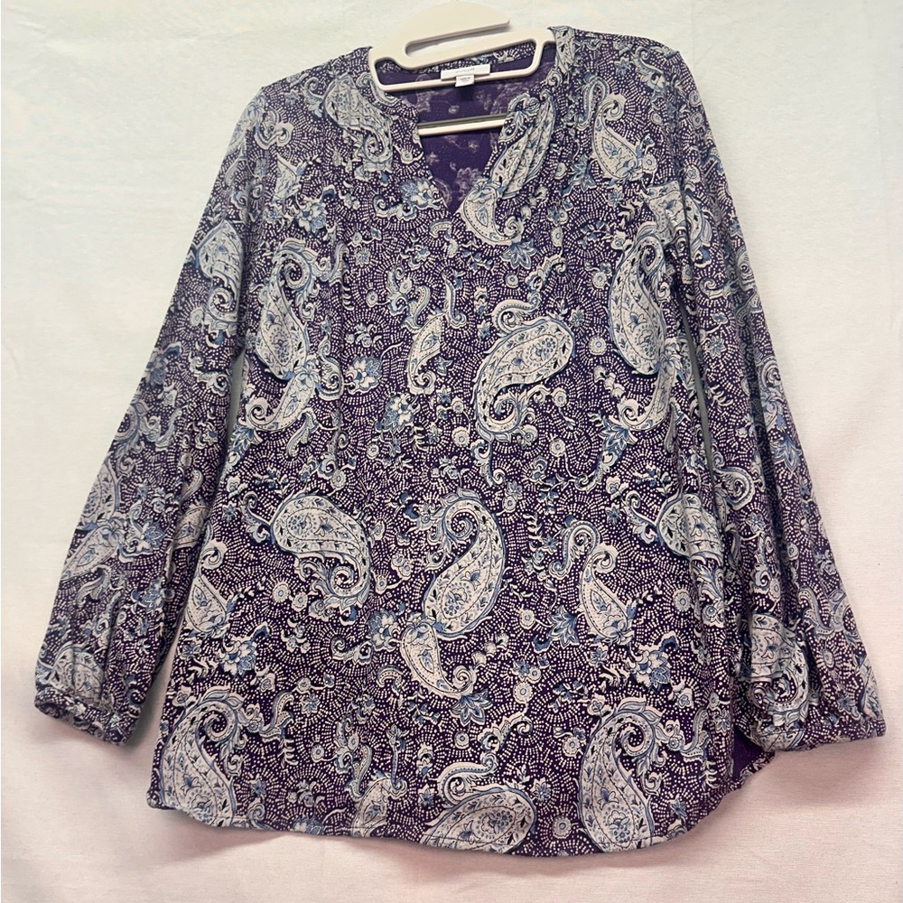 Pure Jill xs petite Paisley Blouse purple, white and blue